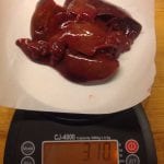 duck livers on scale