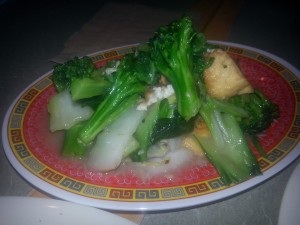 vegan tofu and broccoli from Jean Tang