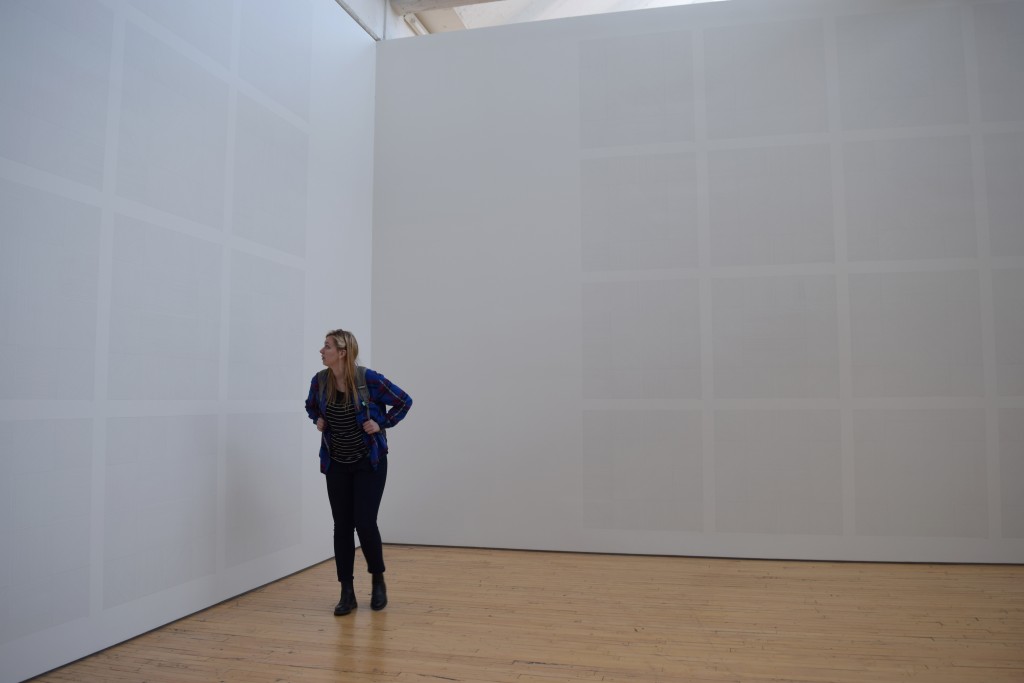 A closer look at walls covered in Sol Lewitt's drawings.