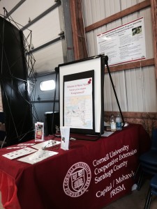 Our booth in the Cornell Building at Empire Farm Days.