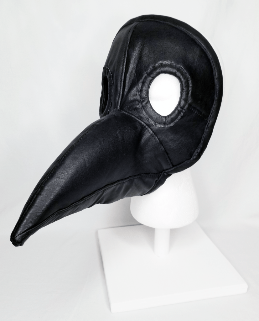 A black leather beaked mask