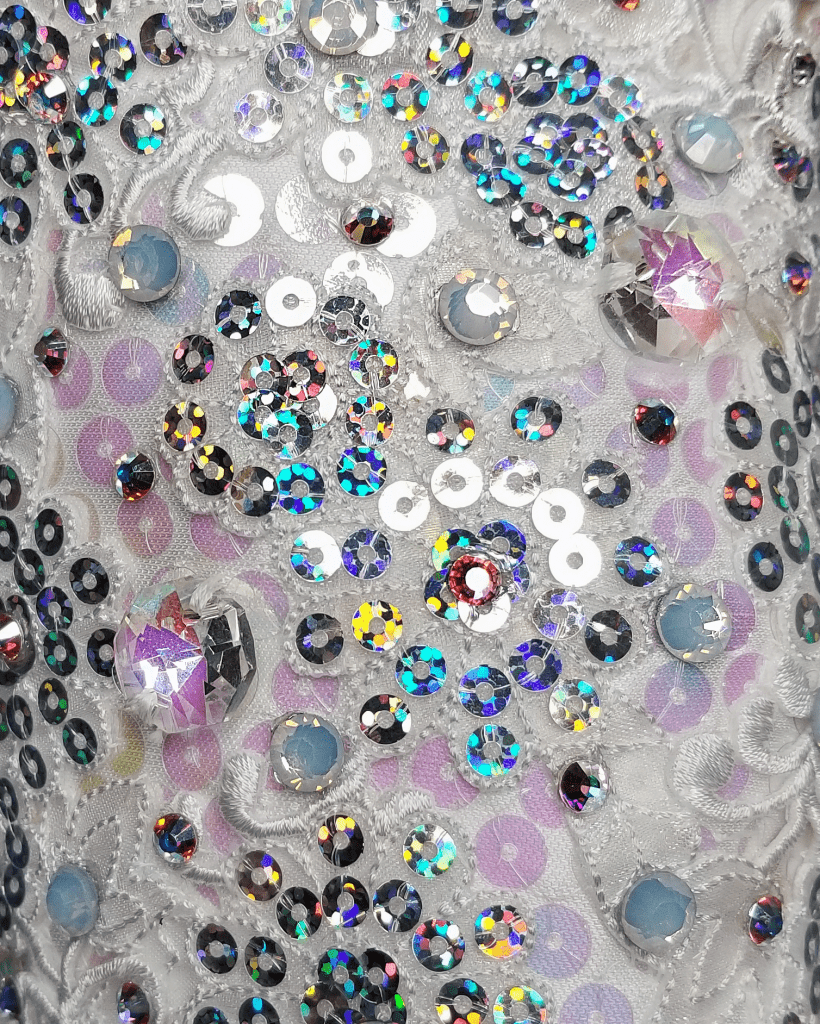 Closeup detailing of beads and sequins