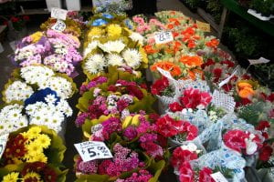 image of cut flowers in a market