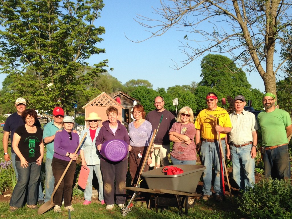 A happy tribe of MG Volunteers keeps the Children's Garden growing at Suffolk County Farm.