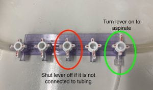 Picture showing how to turn the air flow on or off on the valve