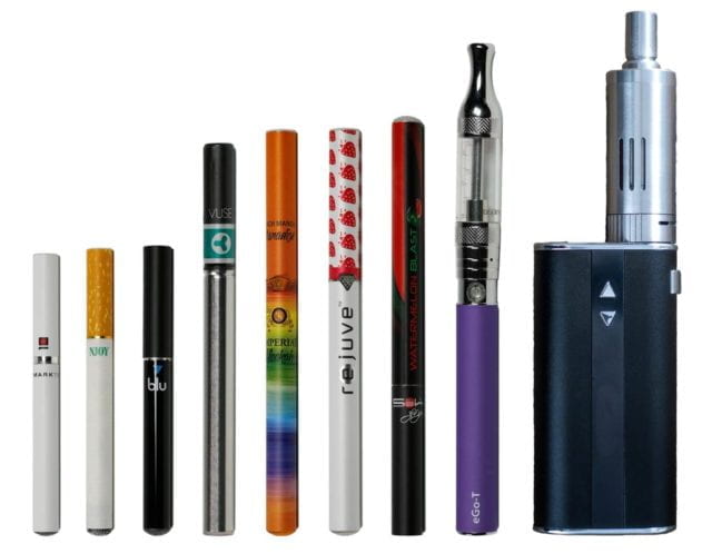 A variety of E-cigarettes.