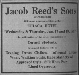 Jacob Reed's Sons advertisement in the Cornell Daily Sun, January 14, 1917.