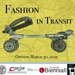 Roller skate with Fashion in Transit title and logos