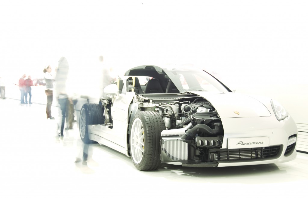 Cutaway Porsche on display