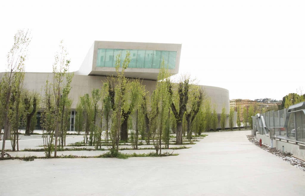 Exterior of MAXXI from its entry courtyard