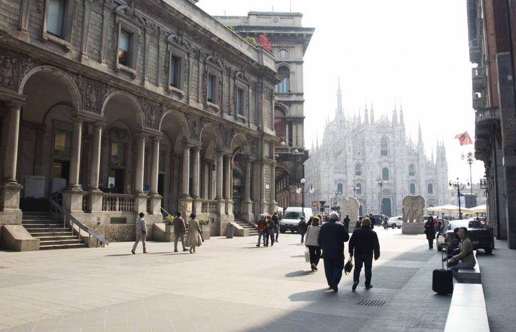 Arriving at the main cathedral of Milan