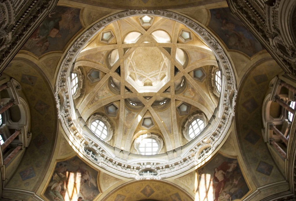 Interior view of the dome of the Turin Cathedral 
