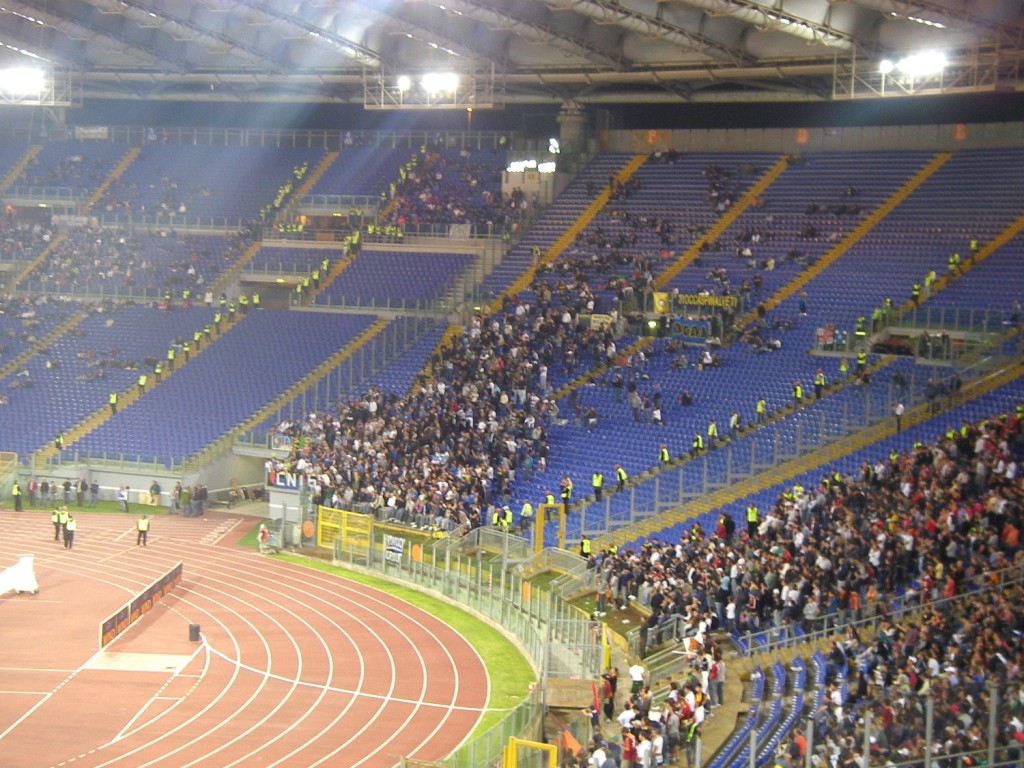 Inter fans flanked by armies of security personnel, fences and no-man zones