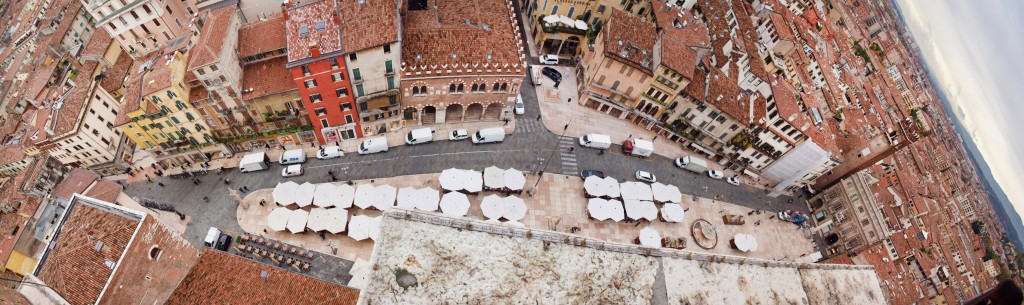 View from tower of Piazza delle Erbe in Verona