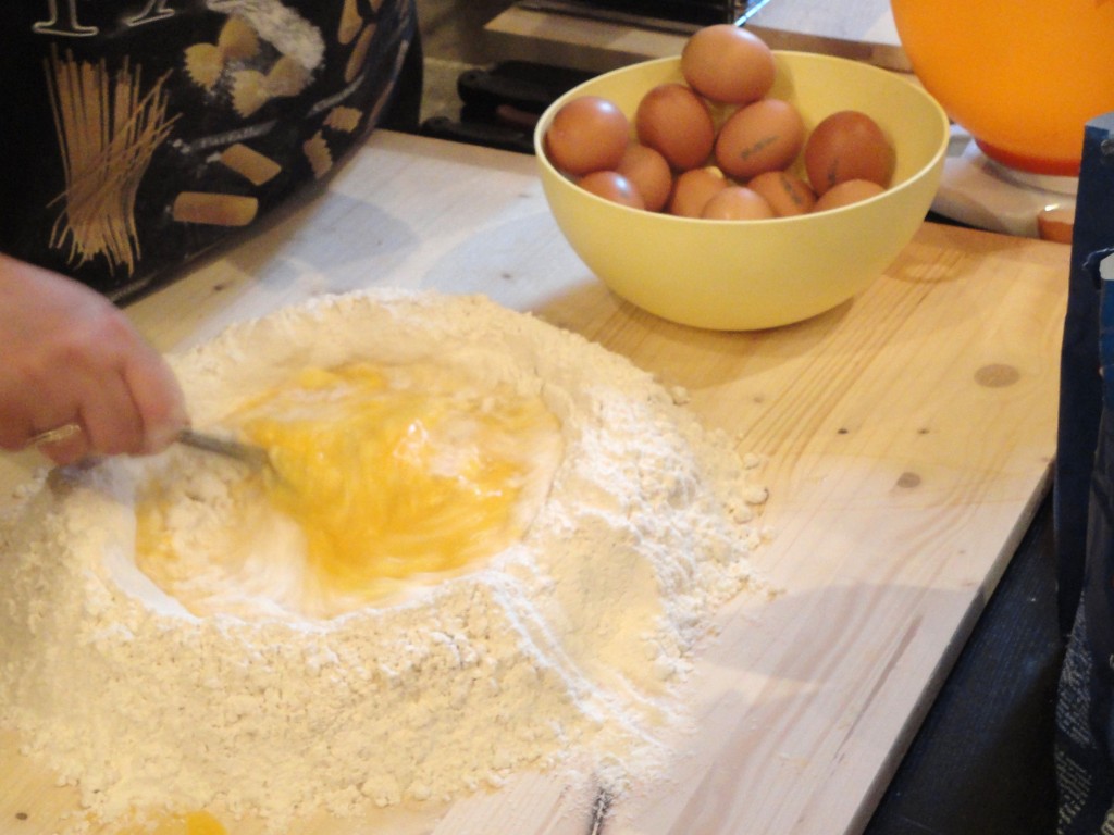 pasta dough =eggs + flour