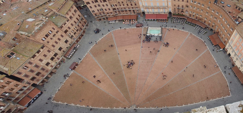 Siena: Piazza del Campo as seen from the top of Torre del Mangia