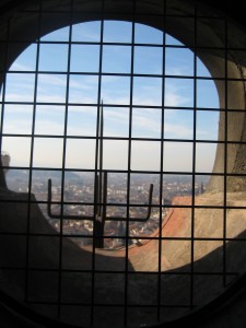 A view from one of the small portholes in the side of the dome. 