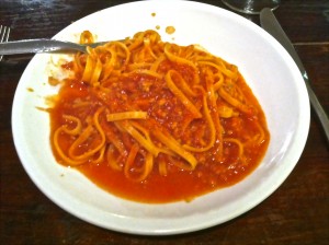 Bolognese pasta from Ristorante La Canonica in Trastevere, very delicious and no tourists (except for me, Arnold, and Cassidy).