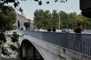 The bridge over the Tiber River that we cross every day.