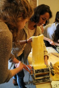 Step 2: The dough is rolled out using a pasta machine. Photo: Winnie Lu