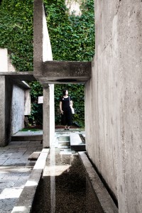 Jeannette Pang framed by Carlo Scarpa at Biblioteca Quirini Stampalia.
