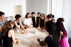 Students kneading the dough. Photo by Jeannette Pang