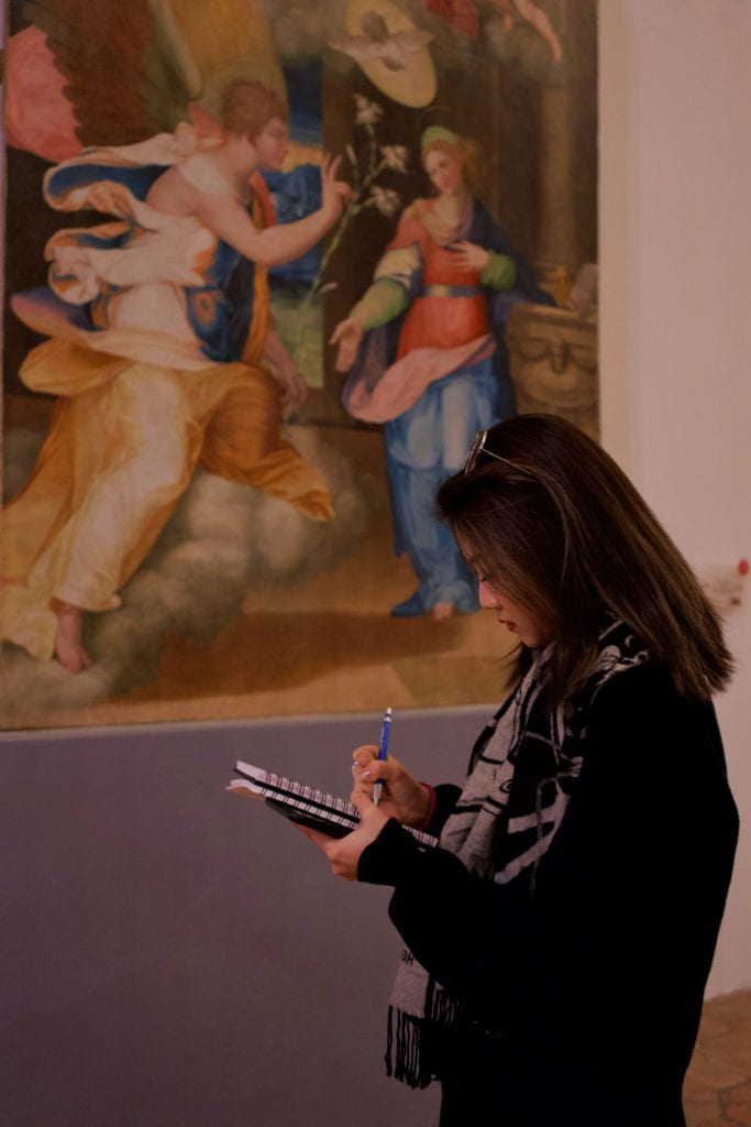 Students sketch at the Civic Museum of Sansepolcro