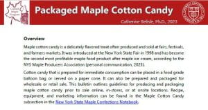 screenshot of Packaged Maple Cotton Candy Factsheet