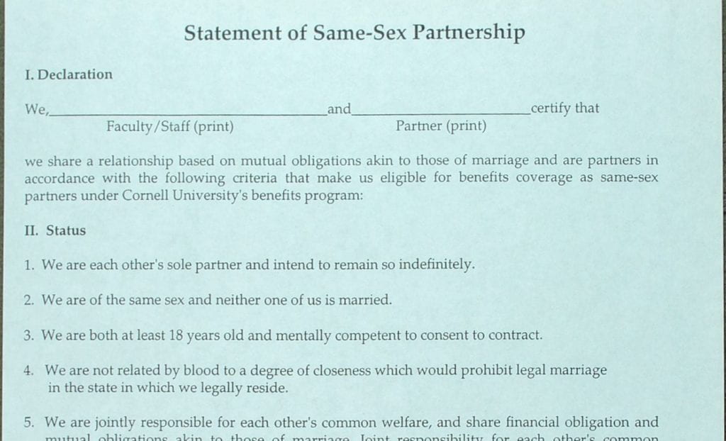 statement of same sex partnership