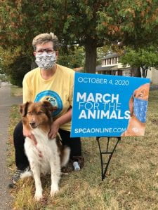 Last year's virtual March for the Animals in 2020. Sheri and Rory. 