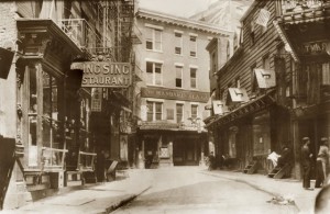 A view of Doyers' Street in Manhattan's Chinatown in 1900