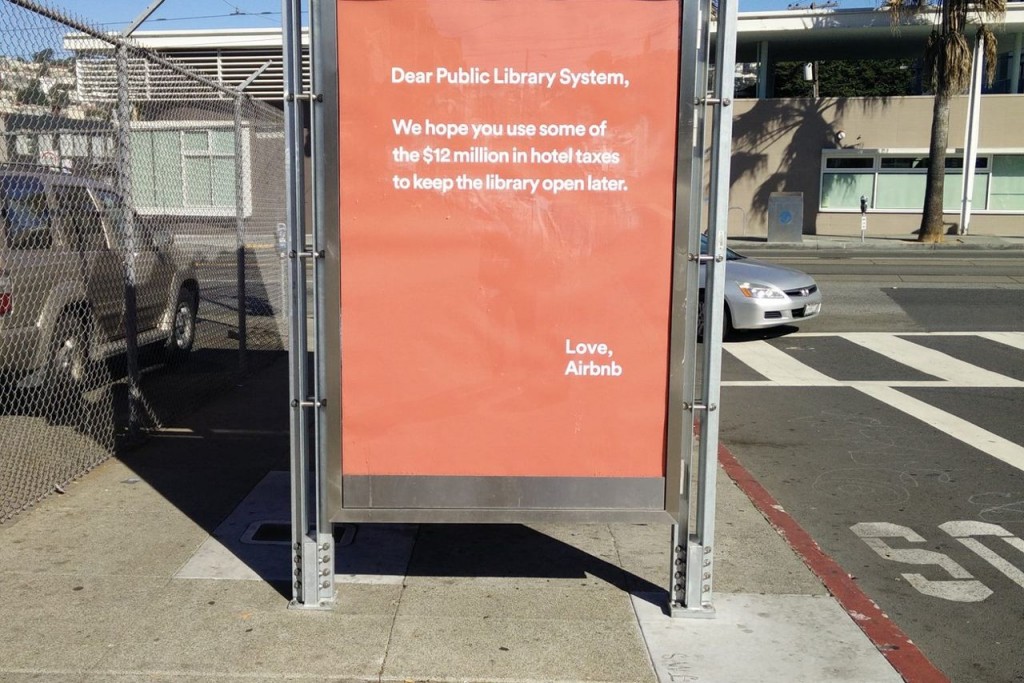 A criticized Airbnb advertisement in San Francisco.