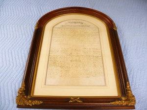 Framed copy of the 13th Amendment.