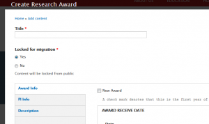 Create research award screenshot
