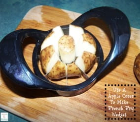 Making potato wedges with an apple corer