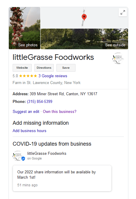 Example of Google my business