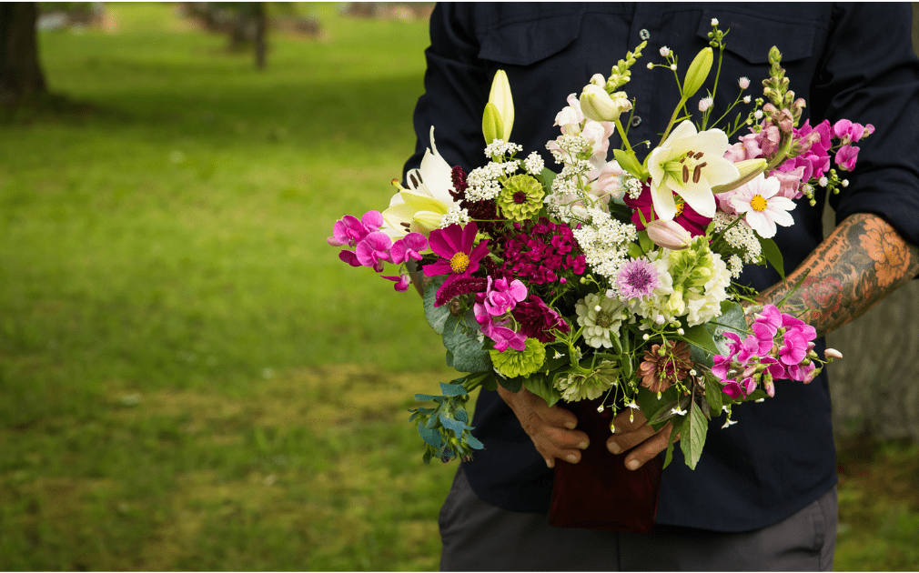 bouquet of cut flowers at Our Little Grewve Farm in Hermon, NY