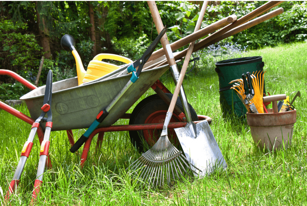 Garden tools in disarray