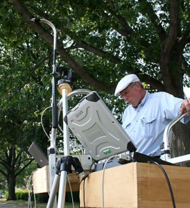 Tom Whitlow testing particulate sampling equipment.