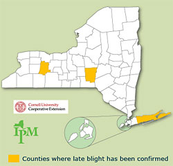 Late blight alert map for July 28, 2010.