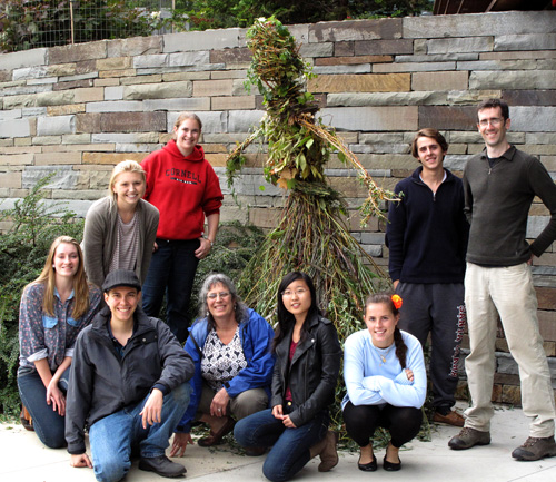 Art of Horticulture students with their woven branch greeter