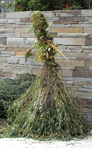 7-foot-tall ‘greeter’ outside the Nevin Welcome Center at Cornell Plantations