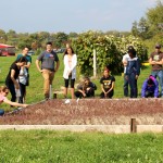 Justine Vanden Heuvel introduces HORT 1101 students to the new cranberry planting at Cornell Orchards.