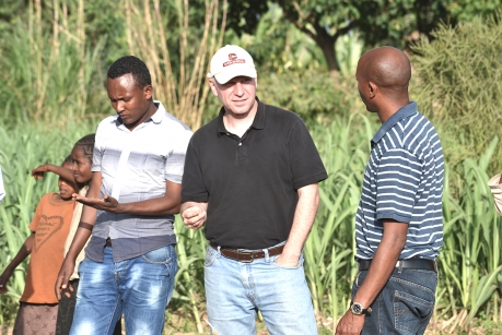 Johannes Lehmann, center, discusses soil research with farmers in Awassa, Ethiopia.(Andrew Martin Simons photo)