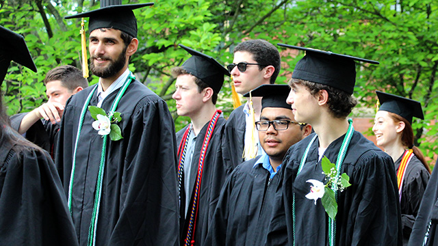 Christian Lesage and Patrick McLoughlin during procession to commencement ceremony.