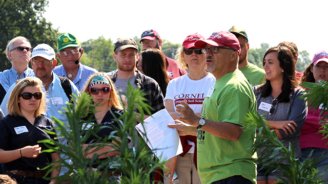 DiTommaso talks about herbicide-resistant weeds at the 2015 Musgrave Research Farm Field Day.