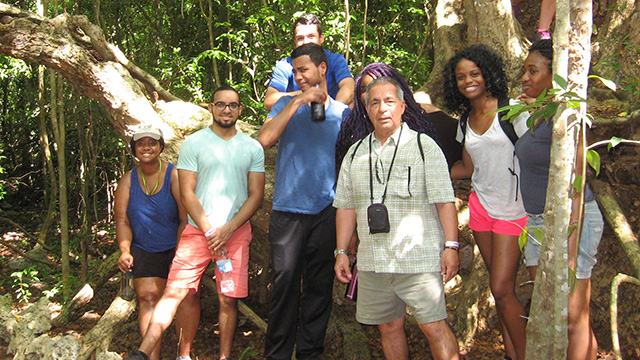 Aregullin and students in the Dominican Republic.