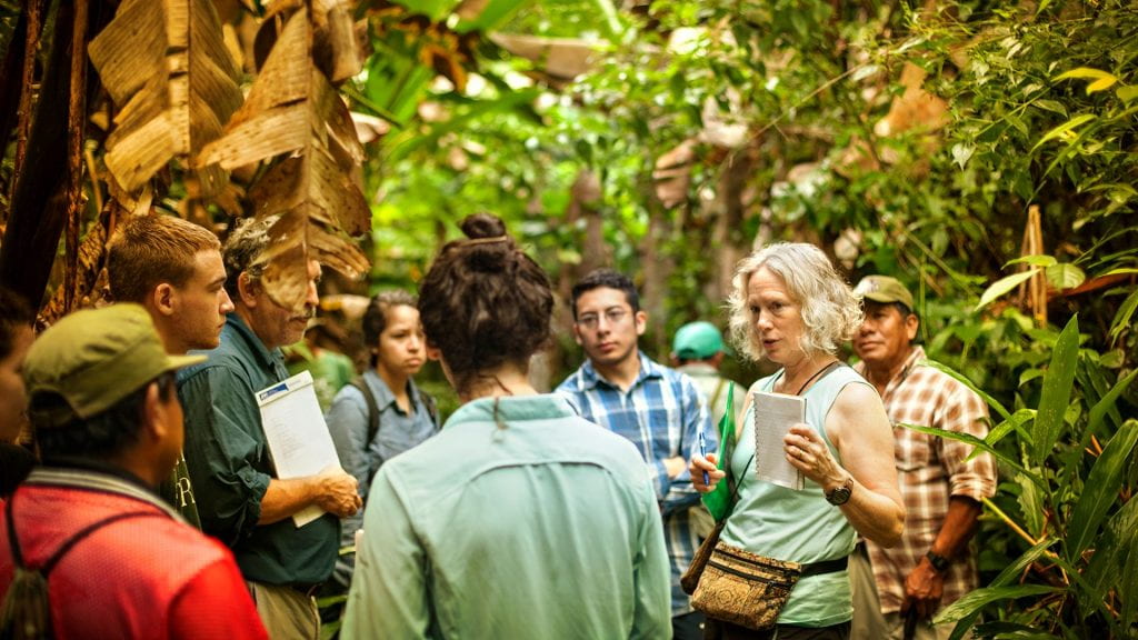 Marcia Eames-Sheavly in Belize leading students in the course Tropical Plants Extravaganza. 