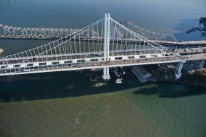 Aerial photos of the Oakland span of the new Bay Bridge taken