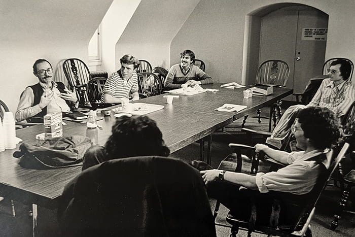 A brown-bag lunch with Vito Russo, author of The Celluloid Closet. Willard Straight Hall, March 6, 1984. Credit: David Ruether, 1984